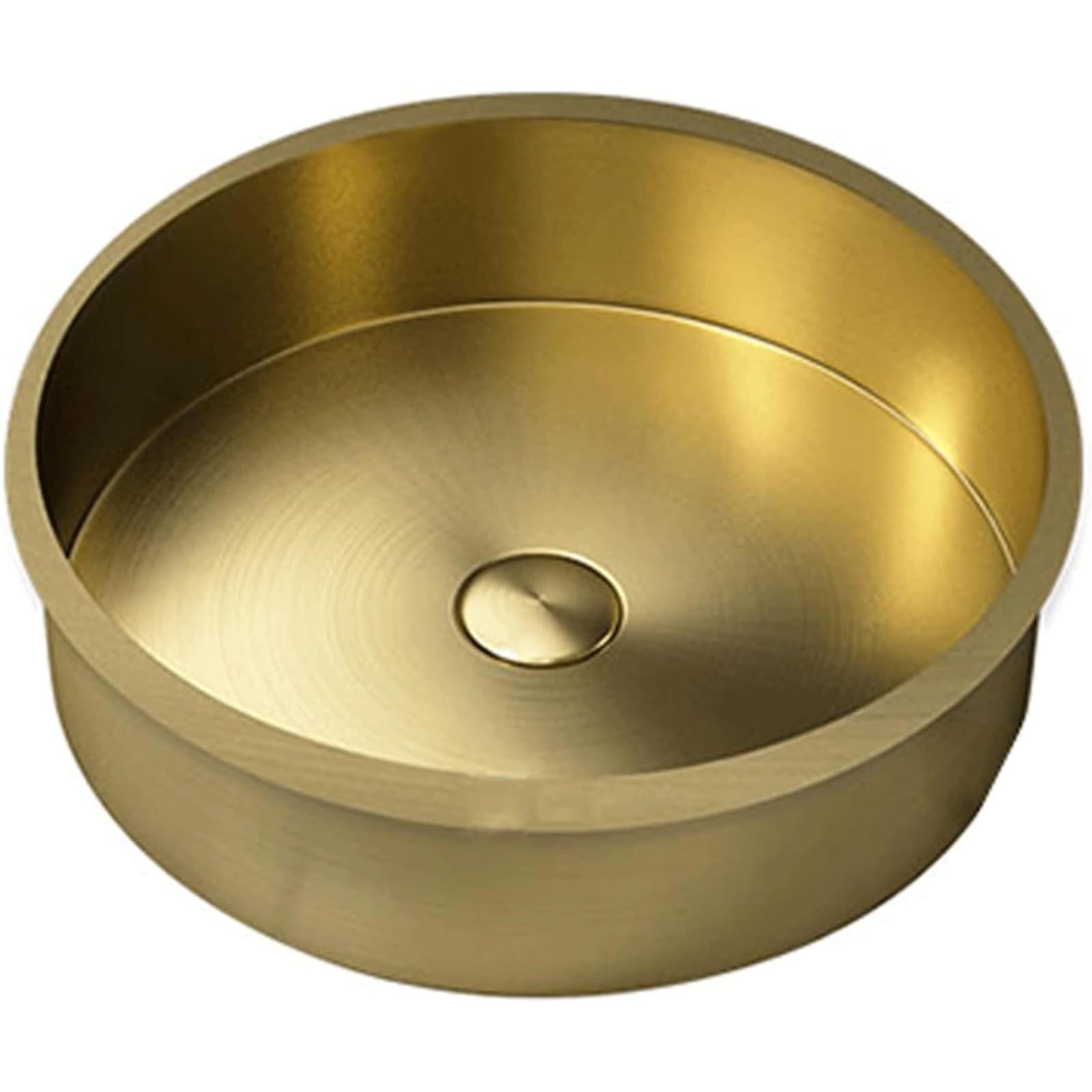 Gljtuo Gold Above Counter Basin Stainless Steel Bathroom Sink Above Counter Vessel Sink Round Borderless Vanity Sink Bowl Minimalist Countertop Sink