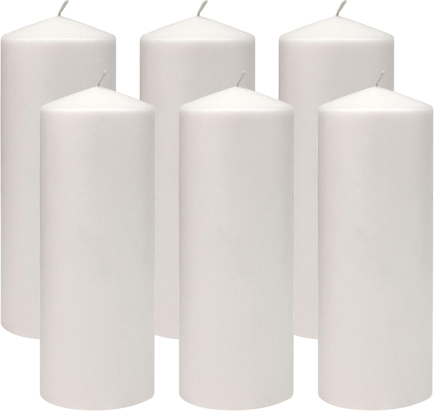 Stonebriar 18 Hour Long Burning Unscented Pillar Candles, 3x8, White & 35 Hour Long Burning Unscented Pillar Candles, 3x4, White