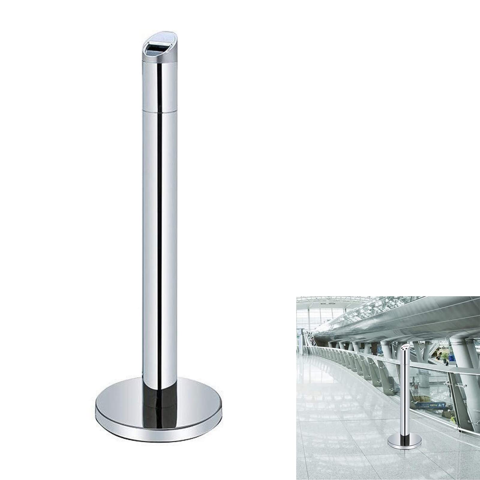 ashtray， Outdoor Floor Standing Ashtray Modern Windproof Soot Column Tall Ash Tray for Cigarettes Stainless Steel Metal Commercial Container