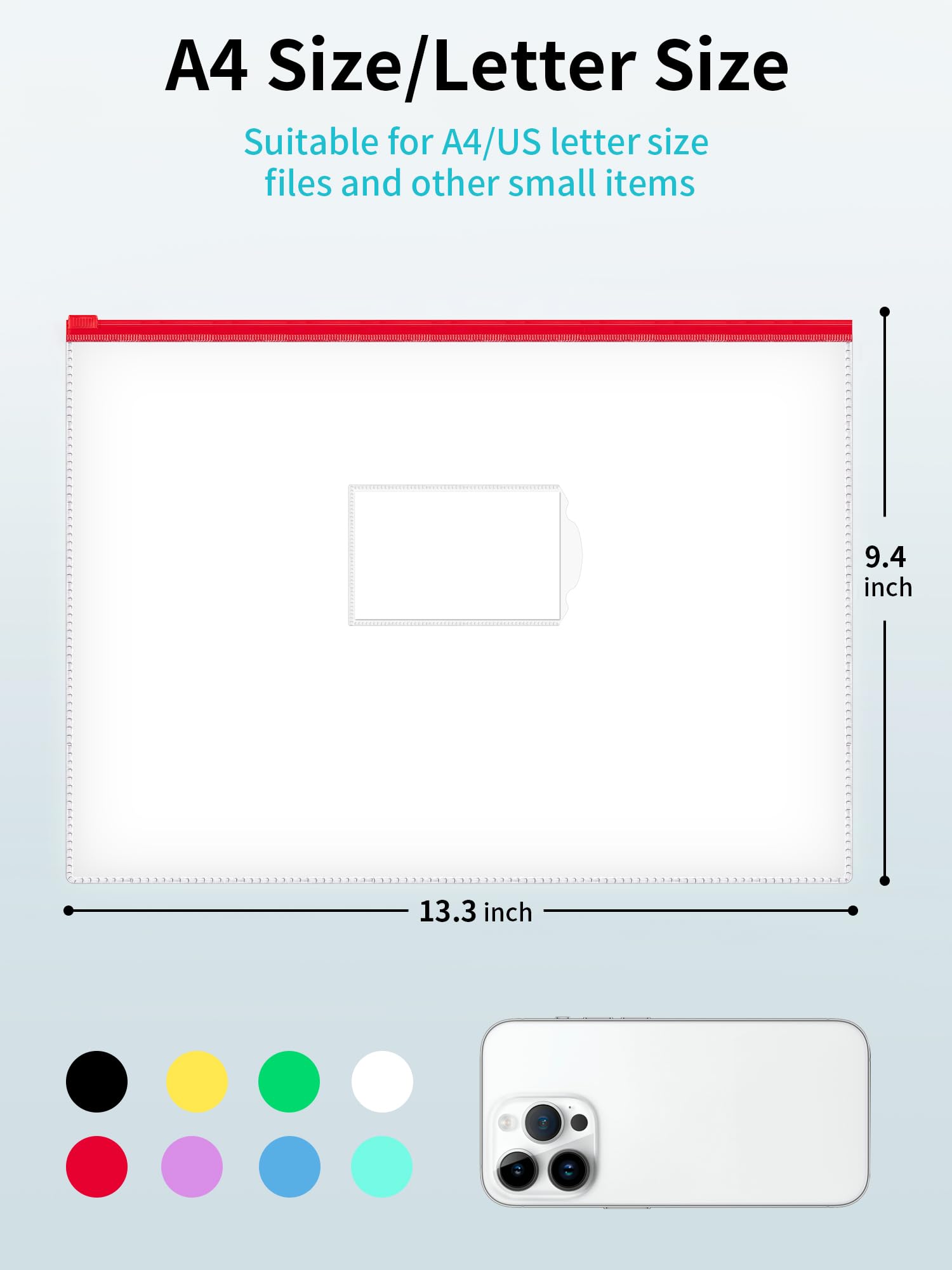 Snapklik.com : 40pcs Poly Zip Envelopes, 8 Colors, A4 Letter Size ...