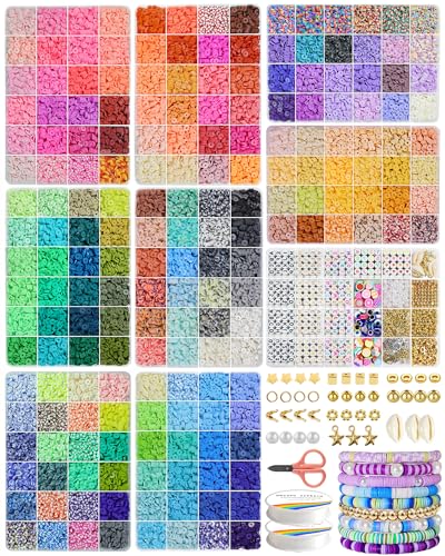 Fournine 30000 Pcs 192 Colours Clay Beads Bracelet Making Kit