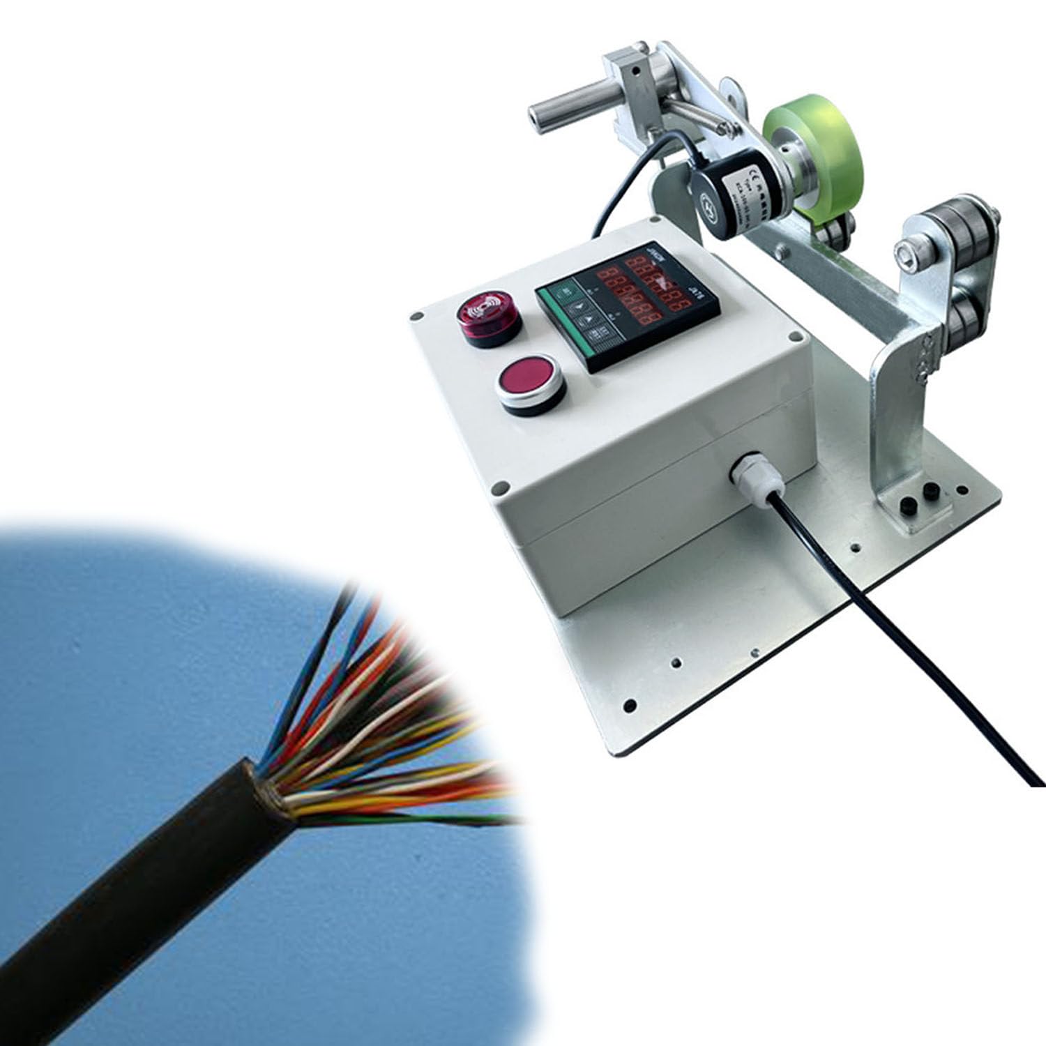 Contador Digital Rodante 110-240v Para Cables Y Cuerdas Metálicas | Cuenta Con Aviso Sonoro De Límite Ajustable,Tres Modos De Recuento,Valor Inicial Configurable,Para Hilos Y Varillas Metálicas