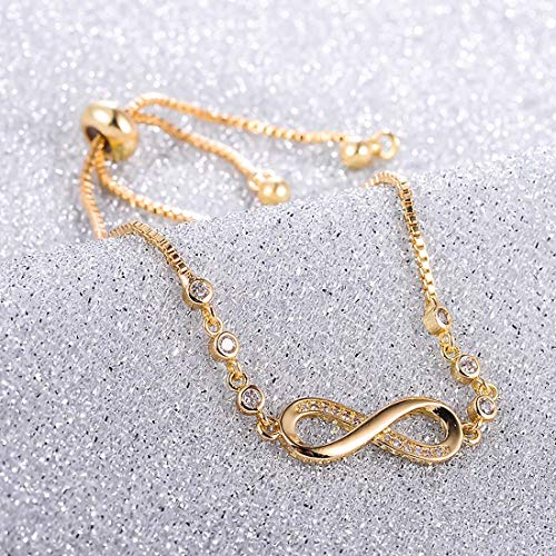 Image of Nilu's Collection Infinity Shape Cubic Zirconia Diamond Bracelet for Women Jewelry for Gift, Adjustable Charm Bracelet