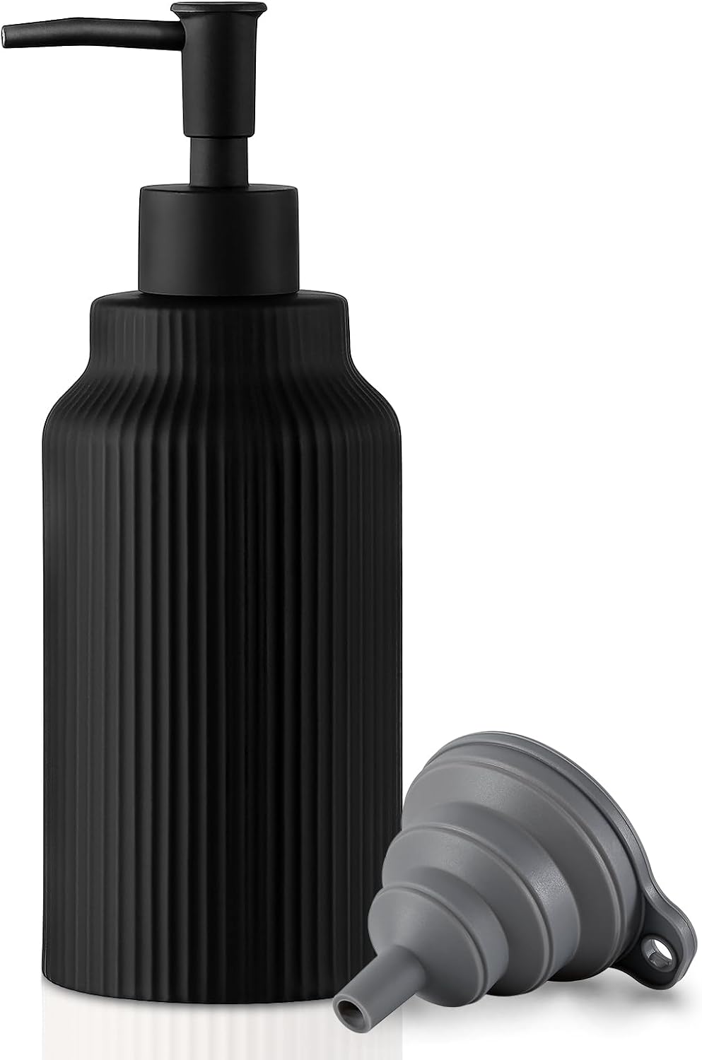 Modern Ceramic Soap Dispenser for Bathroom,14oz Ceramic Soft Touch Hand Lotion Dispenser with Pump,Liquid soap Dispenser for Kitchen Rubber Paint (Black)