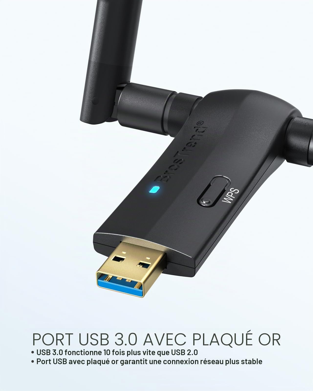 BrosTrend 1200Mbps Linux USB Clé WiFi Adaptateur Compatible avec Kali, Ubuntu, Mint, Debian, Raspbian, Lubuntu, Xubuntu, Mate, Zorin, Raspberry Pi 2+, Windows 11, Longue Portée 2 X 5dBi Antennes, WPA3