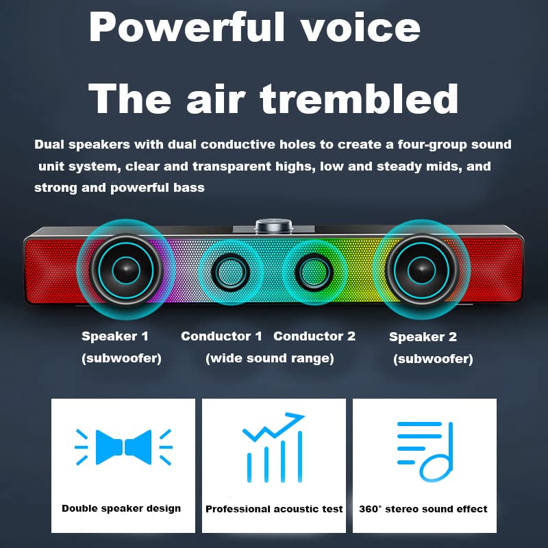 Głośnik komputerowy USB Bluetooth LED Subwoofer Bass Speaker Surround Sound Box do komputera laptopa, telefonu, tabletu MP3 (wersja USB Bluetooth)