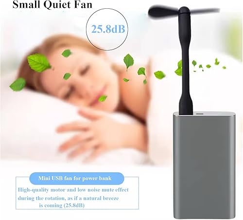 Miniatura 5 de Soseelnee Mini ventilador USB, ventilador de bolsillo portátil alimentado por USB-A, enfriador pequeño, funcionamiento silencioso, para oficina en