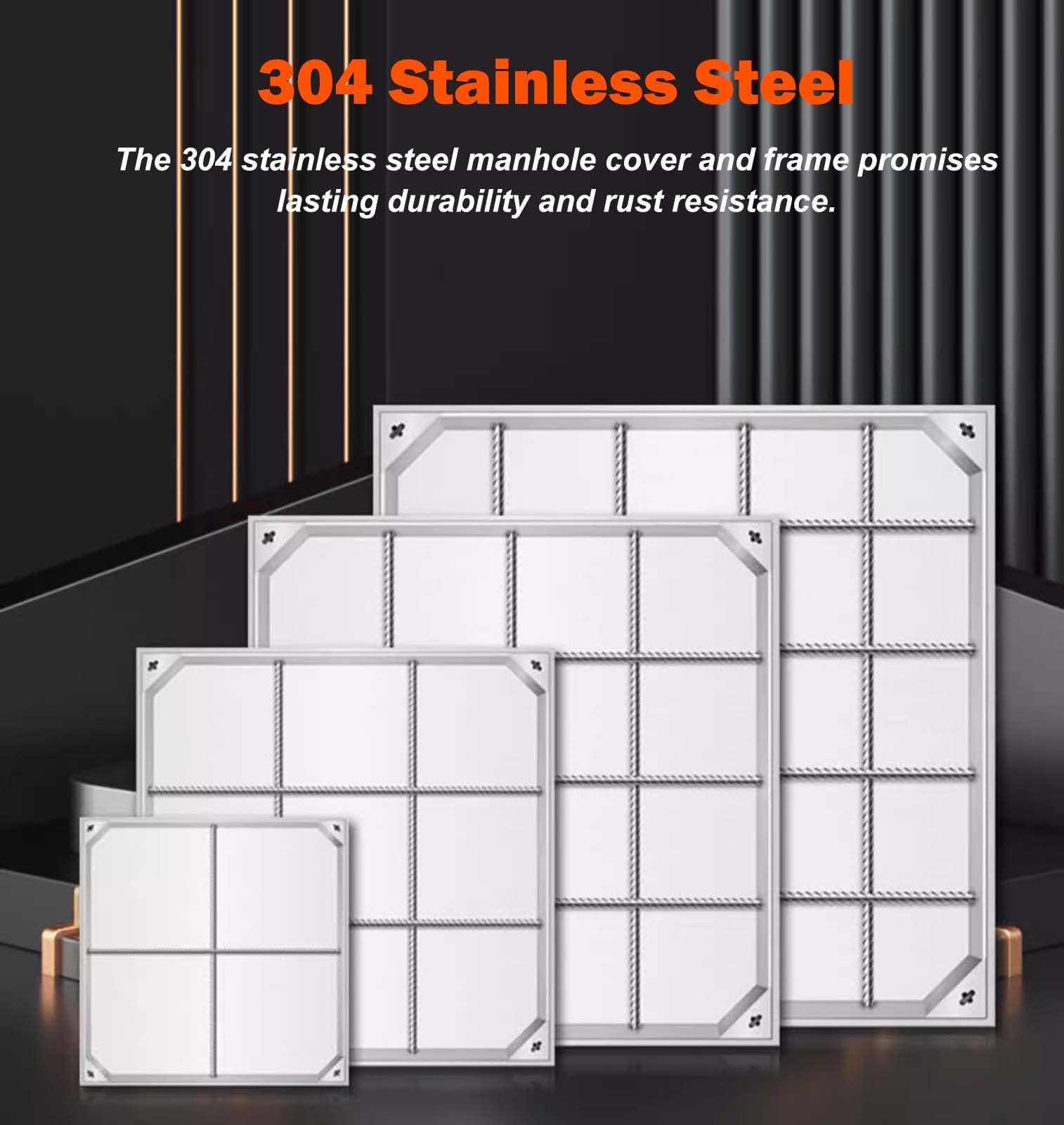Genérico Tapa de Acceso Cuadrada Decorativa para Tanque séptico enterrado de Metal Resistente de 50 x 50 x 5 cm. Tapa de Acceso para hormigón. Tapa de Registro Oculta para Mayor Seguridad y estética.