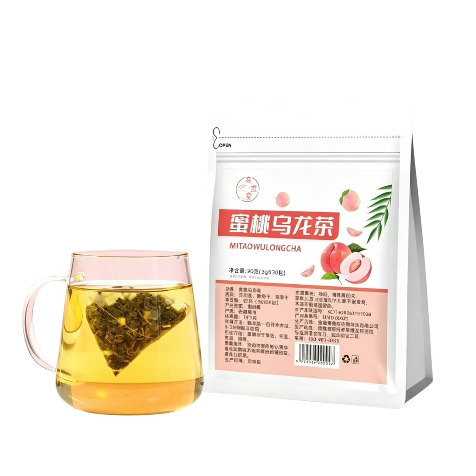Té de frutas Oolong de melocotón y melocotón blanco 90 g (30 bolsas triangulares) Adecuado for preparar tanto en frío como en caliente. Sabroso(3pcs)
