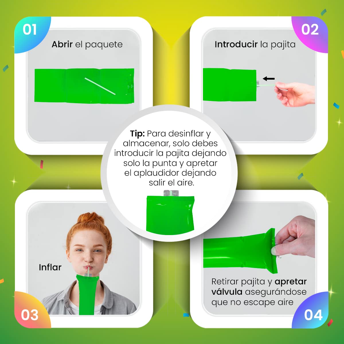 Thunder Sticks Inflables Aplaudidores Hinchables Reutilizables Pack 25 Pares para Animación Deportiva