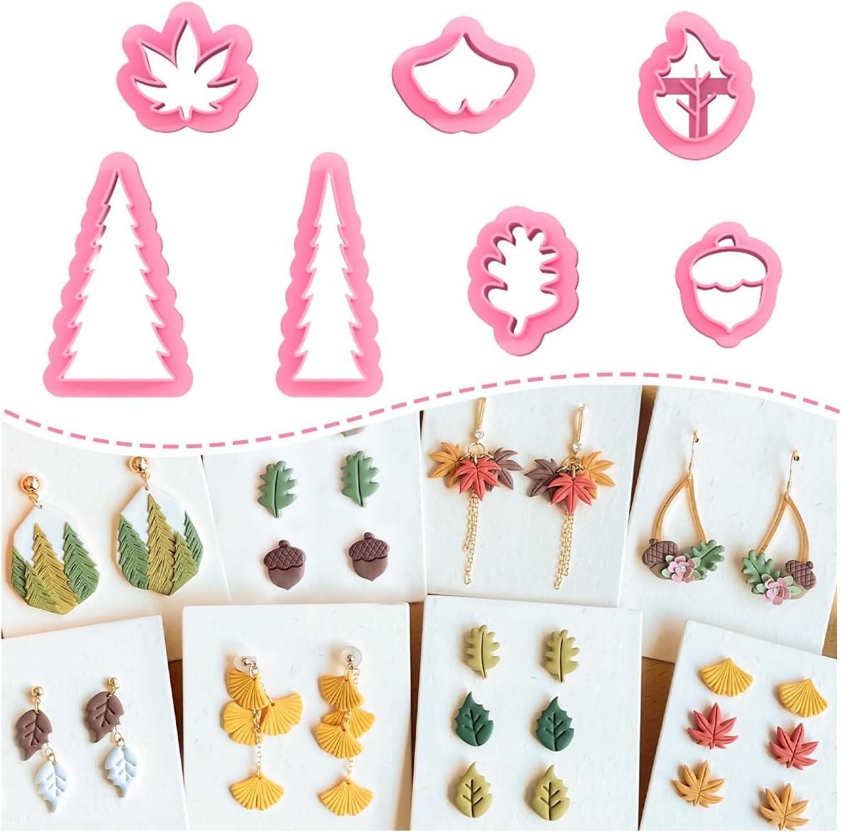 Keoker Fall Polymer Clay Cutters for Polymer Clay Jewelry, Pumpkin 10shapes Clay Earring Cutters