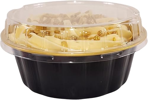 Miniatura 4 de KitchenDance - Moldes desechables de papel de aluminio de colores con tapas, molde redondo de aluminio de 8 onzas para hornear, perfecto para