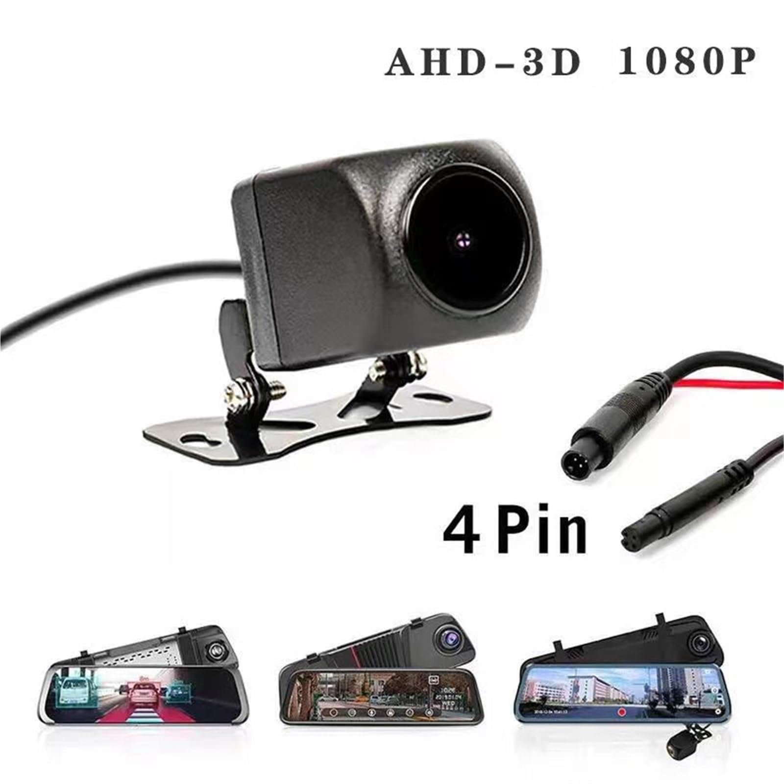 cámara de visión Trasera Gran Angular Impermeable 1080P HD para Medios de transmisión Pantalla Completa cámara inversa(A)