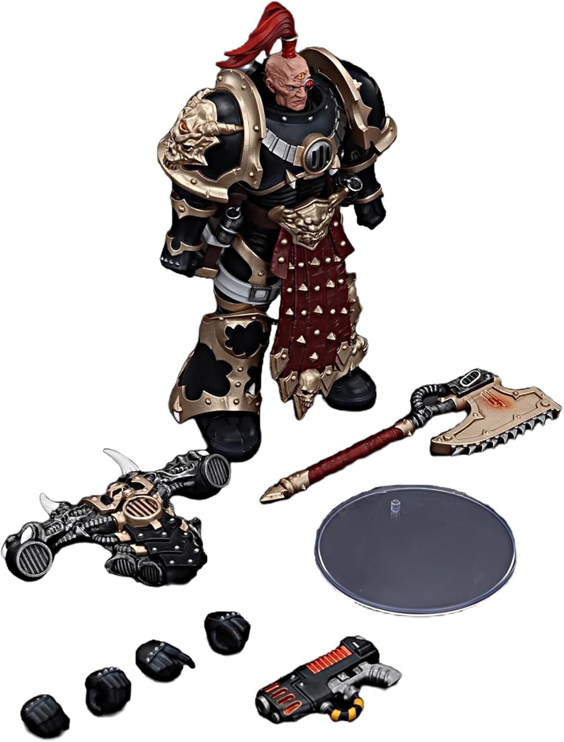 JOYTOY Warhammer 40K 1/18 Action Figures Chaos Space Marines Black Legion Chosen with Plasma Pistol and Power Axe Collectible Model 4.9Inches