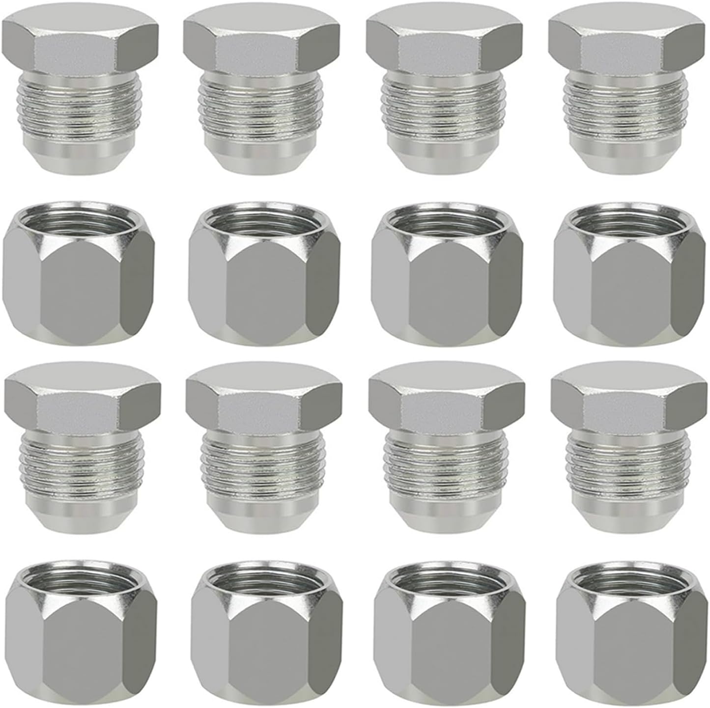 JIC 06 Hydraulic Cap & Plug Kit, 8 Sets 37° Tube Pipe Fittings