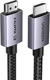 UGREEN Cabo HDMI 2.1 8K 48 Gbps 1 M, Cabo HDMI Certificado de Alta Velocidade em Alumínio, 4K@240Hz / 120Hz, 8K@60Hz, HDCP 2.2 e 2.3, eARC, HDR10, Dolby, Compatível com PS5 / Blu-ray/TV/Monitor