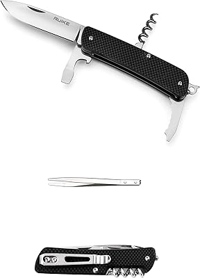 Ruike Small Camping Knife Kit Multi Tools 11 in 1 EDC Folding Tactical Pocket Knife for Men Women Gifts mini Hiking Gear 17c27 Cool Steel Multipurpose Utility Knives Set Screwdriver M21-B