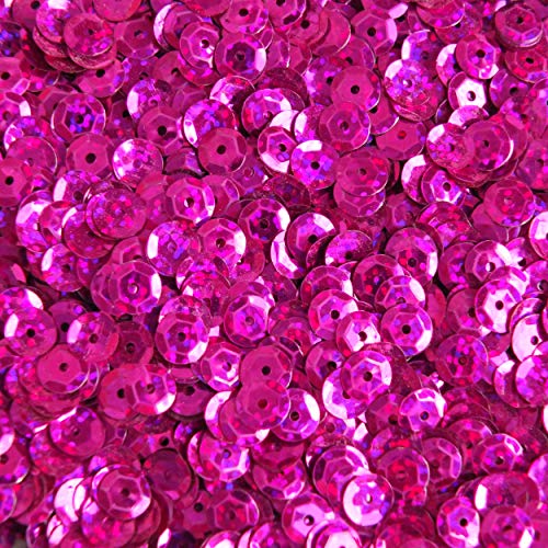 6mm Cup Sequins Fuchsia Pink Hologram Glitter Sparkle Metallic Made in USA