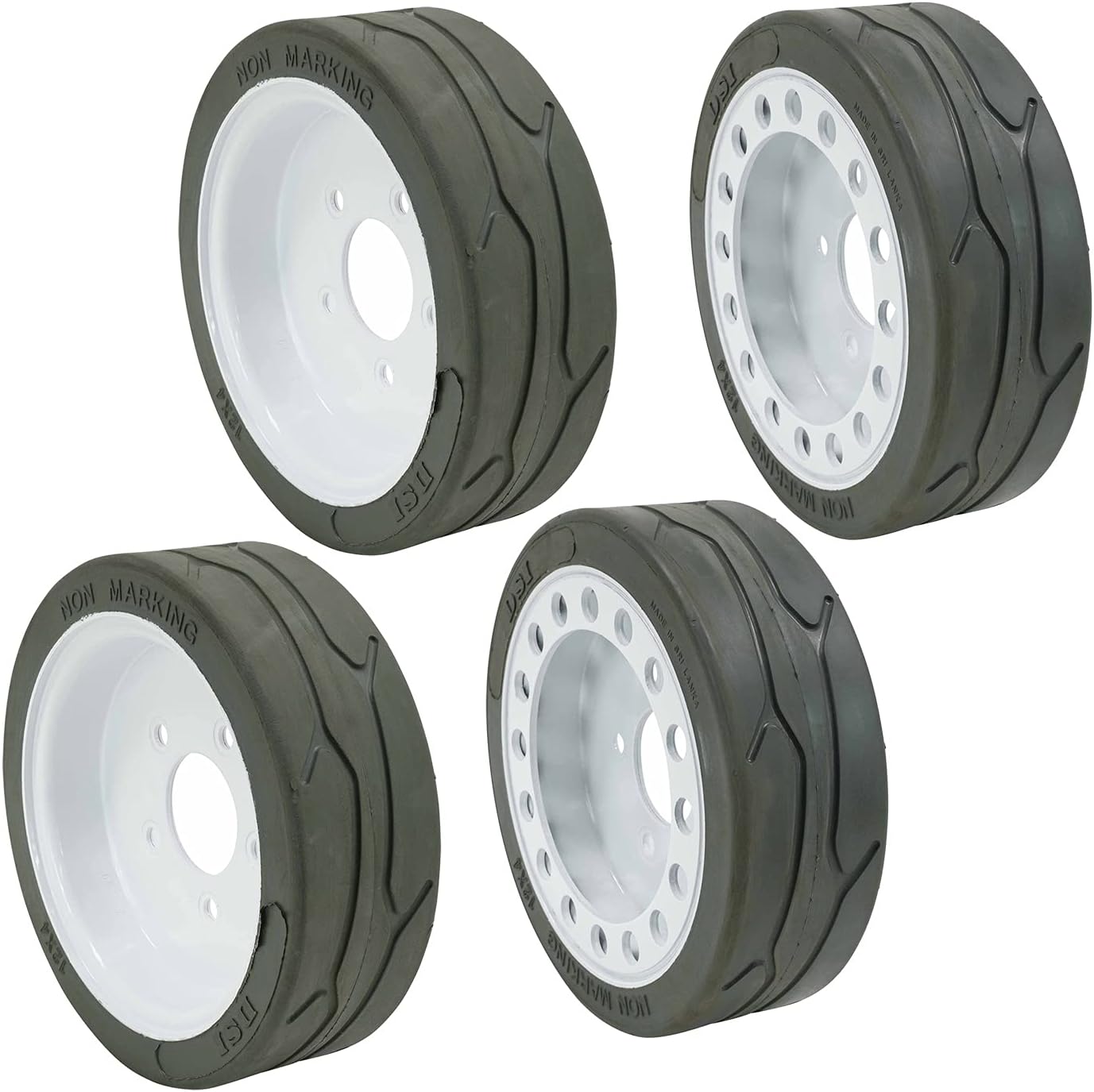 Mytee Products (4 Set) SkyJack 158436, 158437, Scissor Lift Tires 12 x 4, Plain, Brake- Model # SJIII3219, SJIII3015, SJIII3215, SJIII3019 | Non-Marking Wheel Assembly