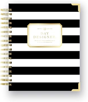 Day Designer 2026-2027 Daily Academic Planner, 7.4" x 9.5", Black Stripe | July 2026 - June 2027, Glossy Laminated Cover, Wirebound, Laminated Tabs, Storage Pocket, Stickers & Snap-In Ruler