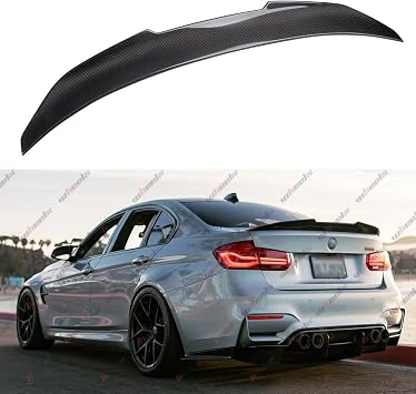 Real Carbon Fiber Rear Spoiler Compatible with 2012-2018 BMW F30 3 Series & 2014-2019 F80 M3 Sedan, PSM Style Duckbill, High Kick Tail Deck Lid Wing Lip
