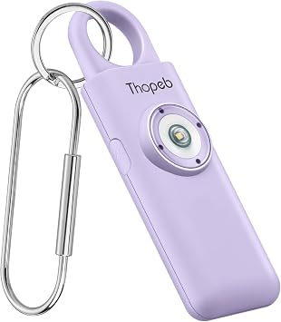 Thopeb Self Defense Siren Rechargeable Personal Safety Alarm for Womne 130dB Siren, Strobe SOS LED Light. Helps Elders & Kids Emergency Call Orchid, Rechargeable-purple
