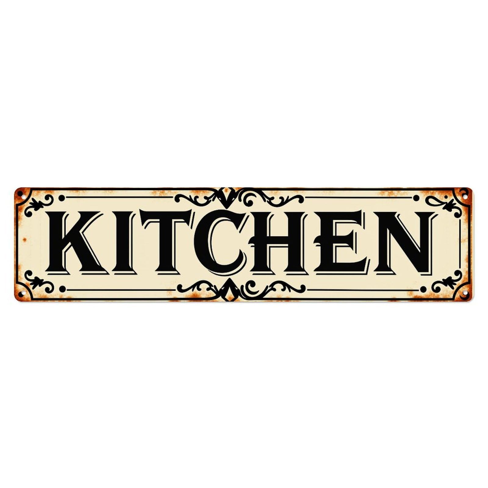 Gentinap Vintage Ornate Kitchen Sign Pattern Tin Sign Metal Sign Home Bar Garden Wall Decor Metal Poster 4X16 Inch