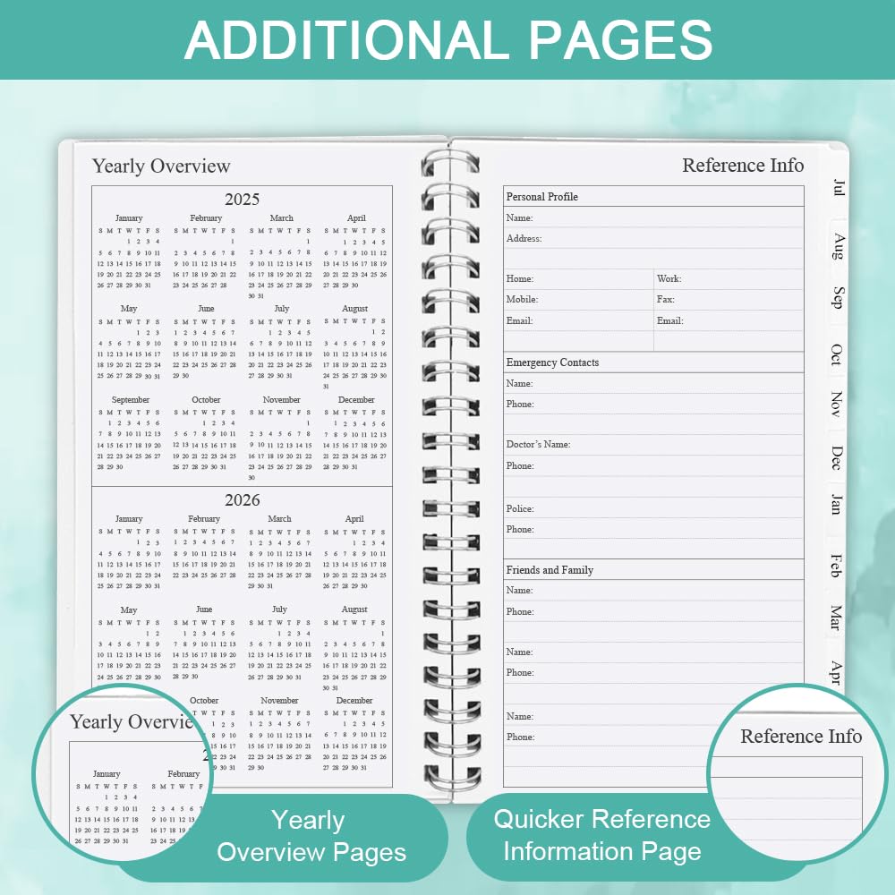 2025-2026 Academic Planner - Weekly & Monthly From July 2025 To June 2026, Twin-Wire Binding, 6.25 X 8.3 Inches