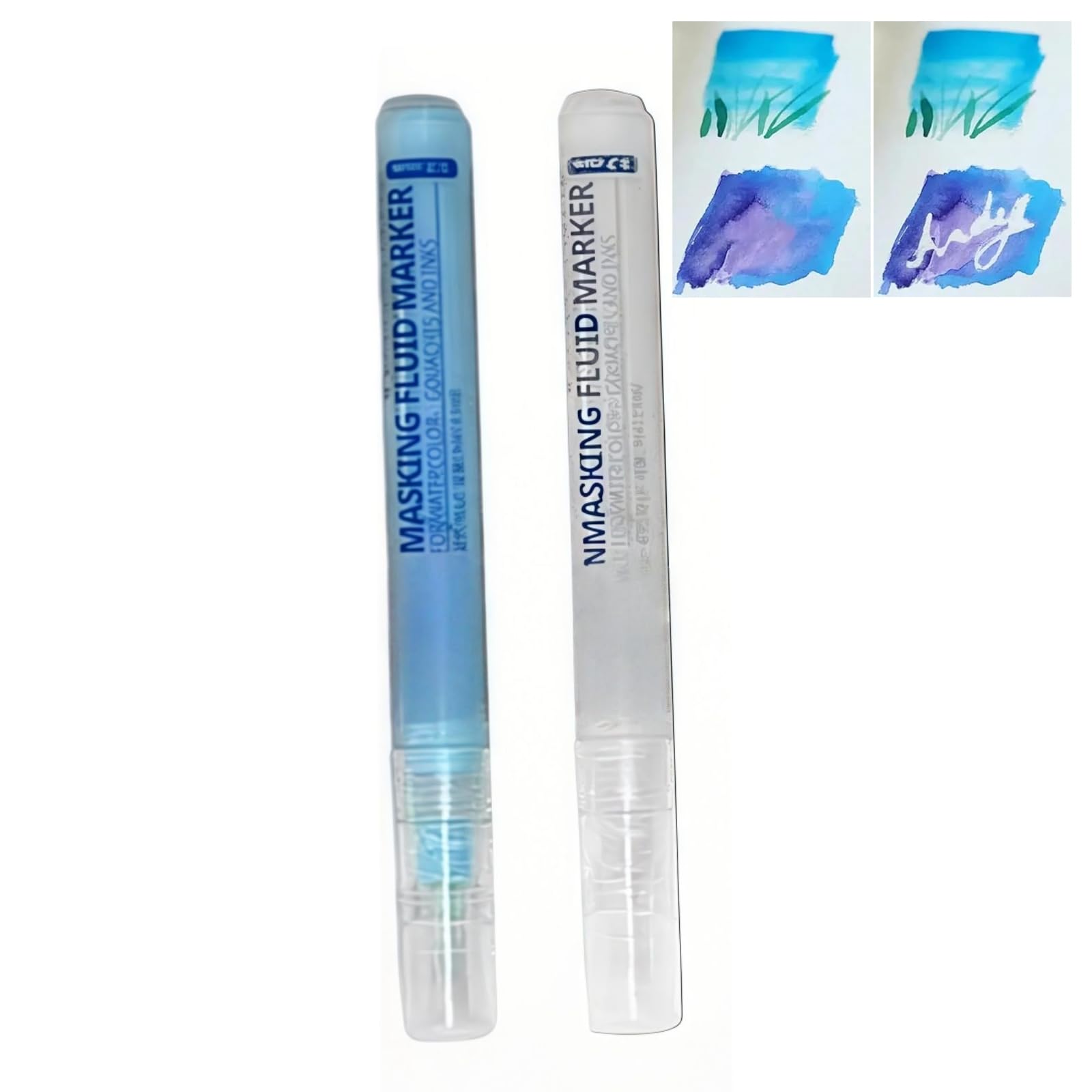 hayrayo 2PCS Masking Fluid Pen for Watercolour Painting, White Paint Pen & Liquid Masking Fluid, Art Drawing Pens Watercolor Medium Supplies for Artists, Easy to Use & Portable