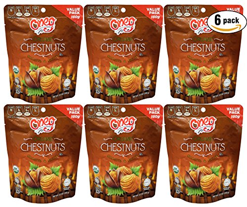 Organic Whole Chestnut- Roasted and Peeled Chestnuts- Kosher for Passover - 5.3 Oz Bag (6-Pack, Total of 31.8 Oz)