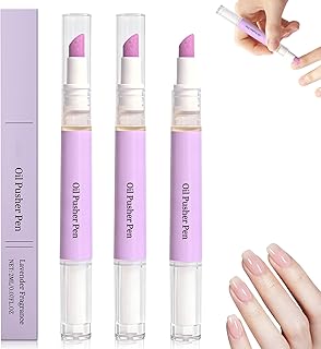 2-in-1 Cuticle Oil Pusher Pen, Ceramic Cuticle Pusher & Oil Pen, Nail Care Tool for Dry Damaged Nails Hangnails, Gentle Nail Care Oil Cuticle Pusher, Moisturize Strengthen Brighten Nails Care (3PCS)