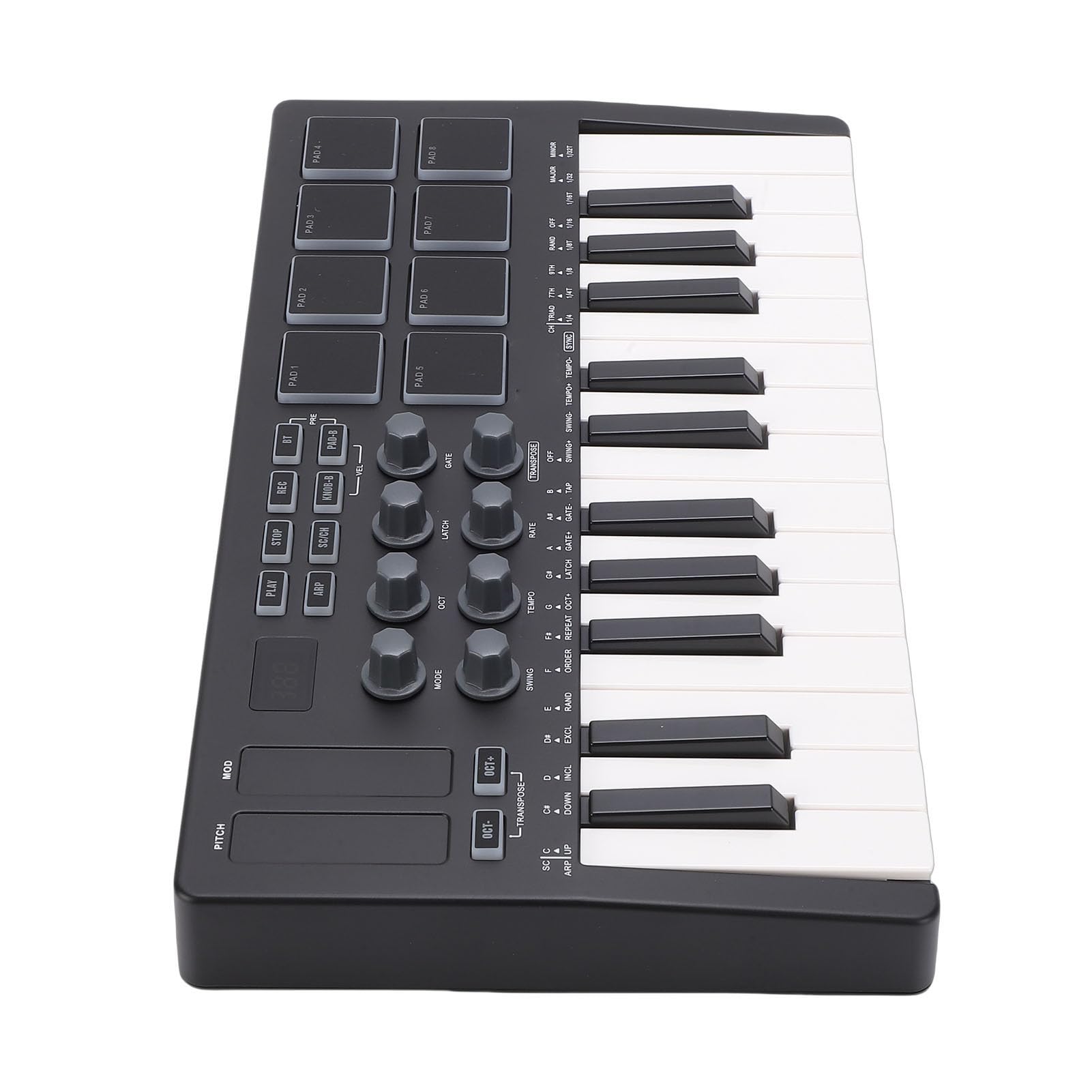 Bnineteenteam Teclado MIDI, 25 Teclas con Detección de Fuerza, Conexión Inalámbrica, Ideal para Producción de Música Móvil y Presentaciones en Vivo