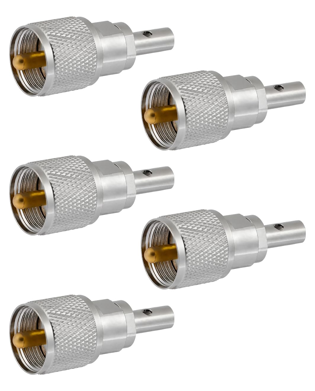10 Connettori Coassiali PL259 UHF Maschio, Argento, A Saldare, Con Riduttore Per RG58, Nuovi