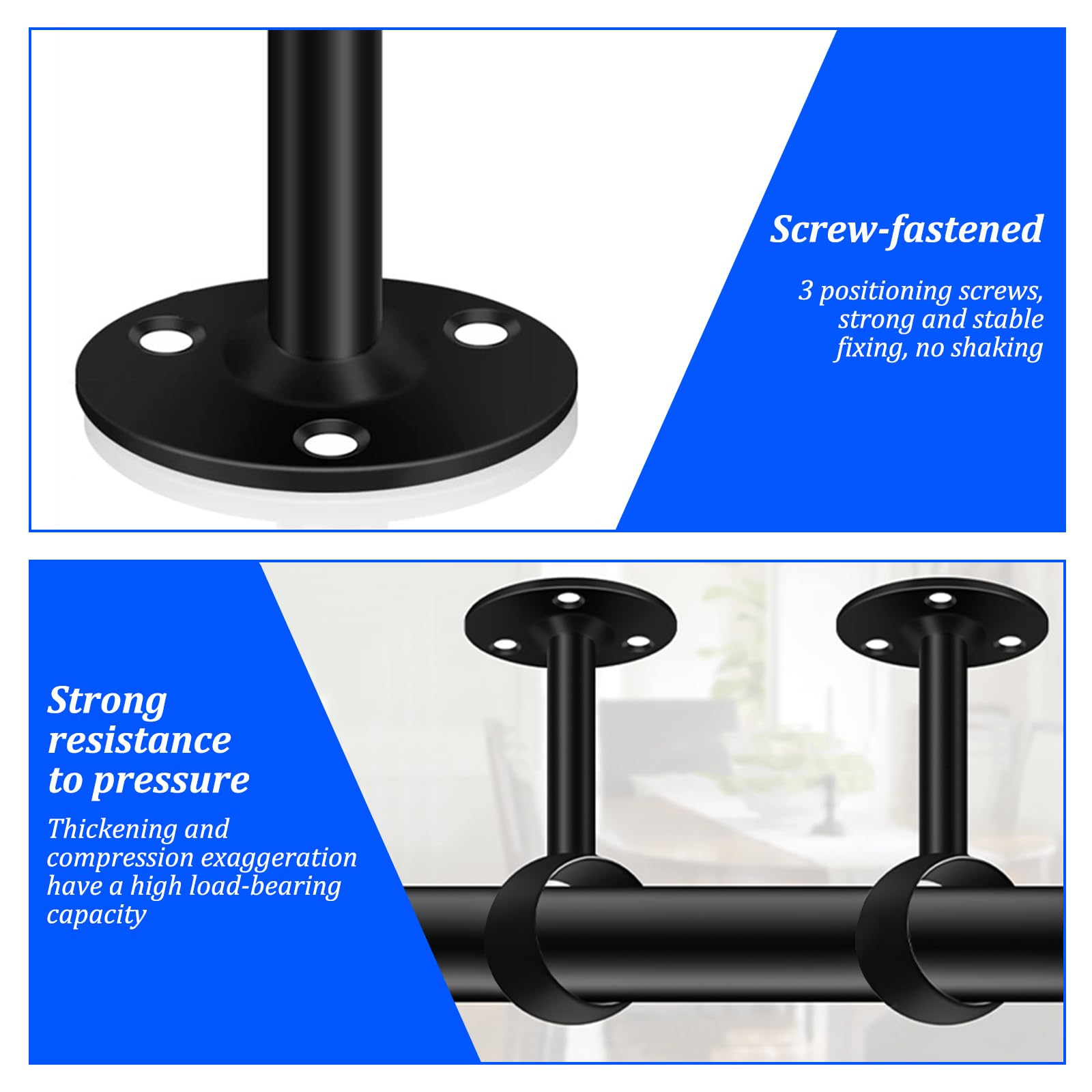 2 Set Pole Brackets, 32mm Stainless Steel Curtain Brackets , Durable and Rust Resistance Ceiling Curtain Pole - Image 3