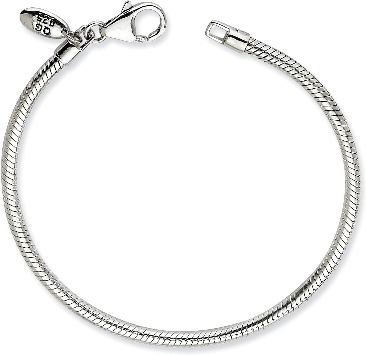 Sterling Silver 7" Snake Chain European Story Charms Friendship Bracelet for Pandora Troll Biagi Cha