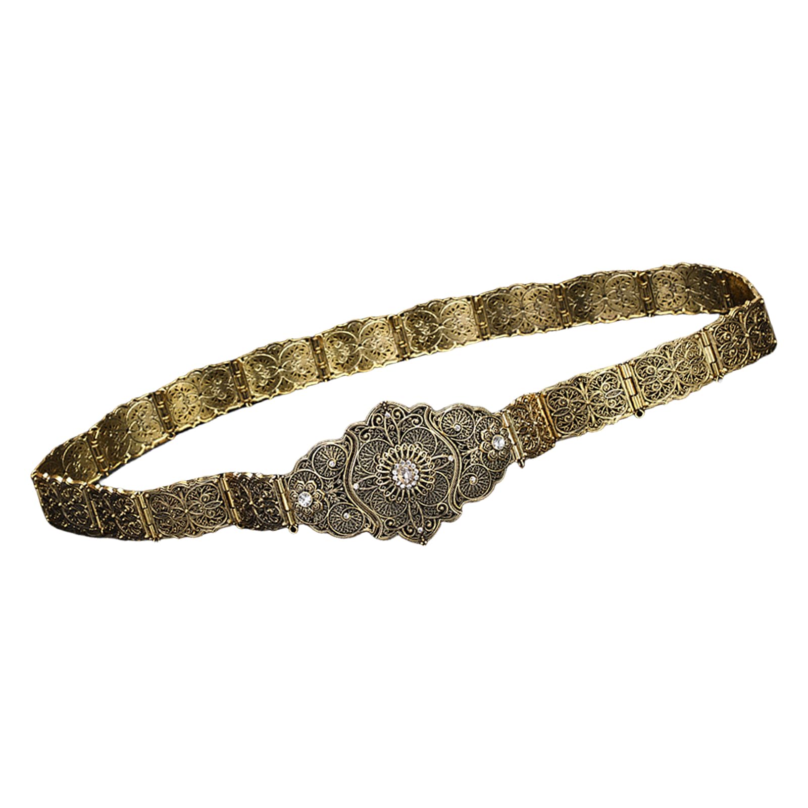 Cadena de cintura vintage de metal, cinturón de cintura antiguo ajustable, diseño floral para los amantes de los estilos vintage, elegante cinturón de moda