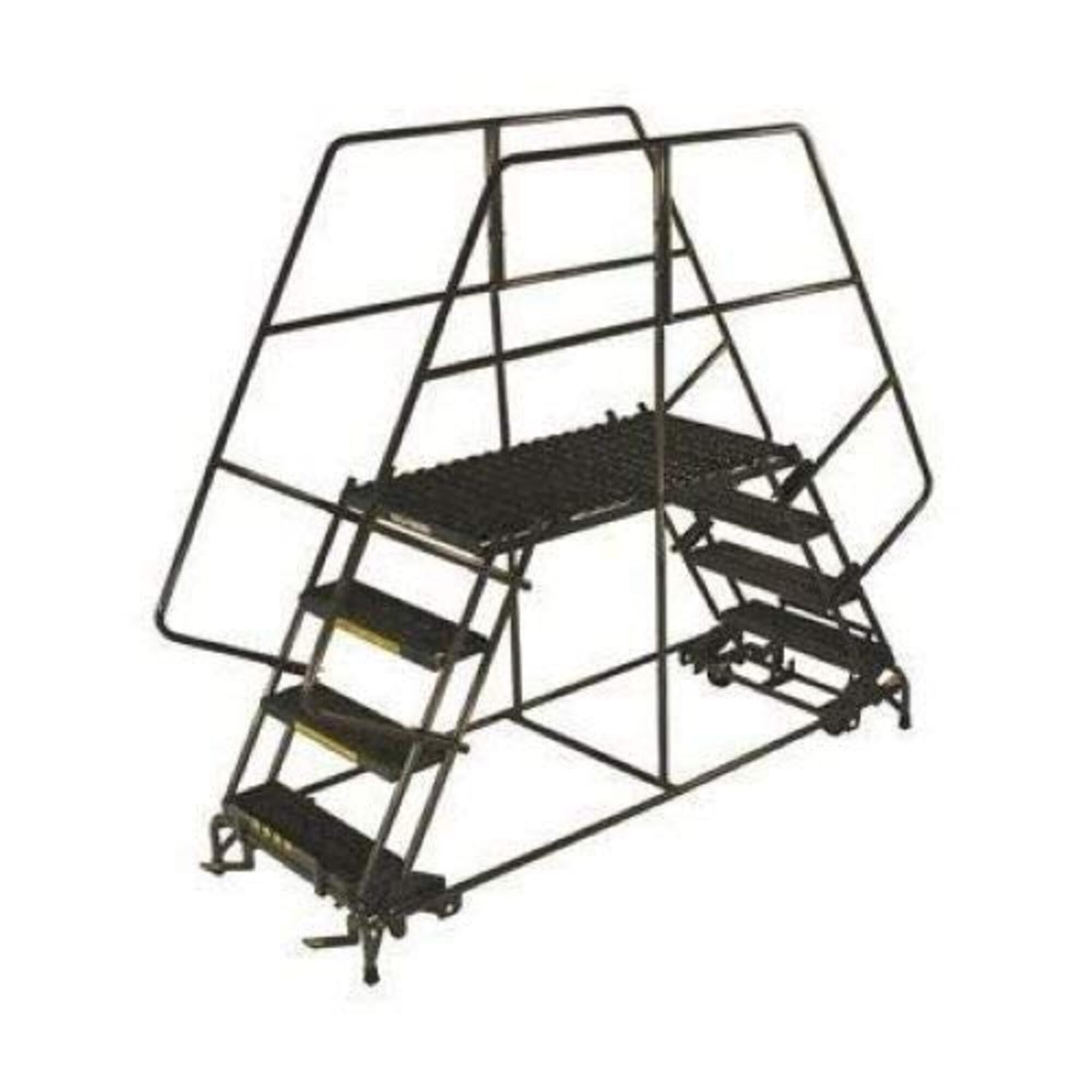 4 Step Heavy Duty Steel Double Entry Work Platform 24" W Steps by Ballymore – 85"L x 33"W x 40"H, Alloy Steel, Gray, Model DEP4-2448