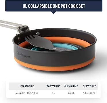 Sea to Summit Frontier UL Collapsible One Pot Cook Set (1L Pot, Cup, Spork)