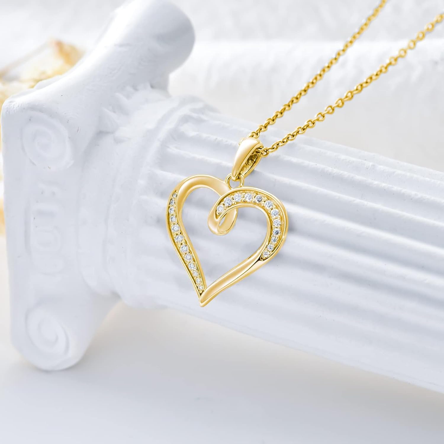 14k Solid Gold Heart Pendant with Moissanite Eternal Love Heart Necklace Jewelry Birthday Anniversary Mothers Day Gifts for Mom Her Wife - Image 5