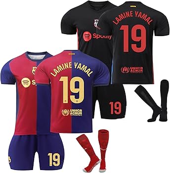 2024-2025 バルセロナ ユニフォーム ホーム 半袖 19番 ヤマル Amazon | [EESDCOS] 2024-2025年 最新番号 19番 バルセロナ ホーム+