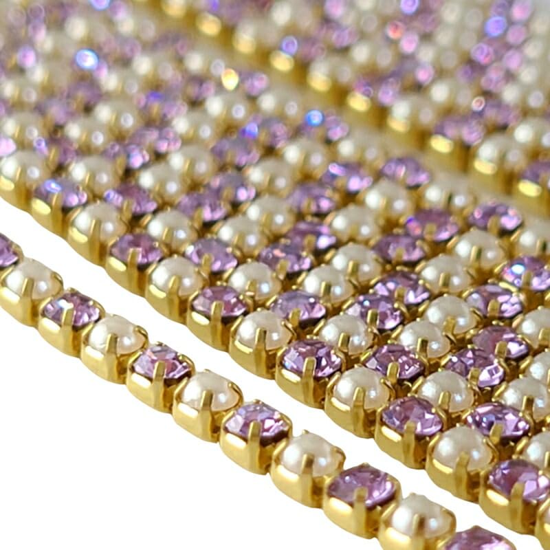 Amazon | SS6 連結ラインストーン チェーン 【 ホワイトパール