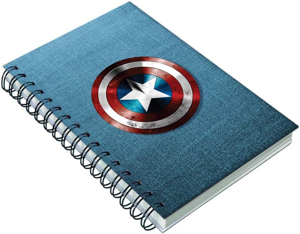 AccuPrints wiro Hard bound A5 (6 by 9 inch) wiro Notebook Diary Ruled 200 pages-80 Gsm Paper Pattern-Blue shield diary