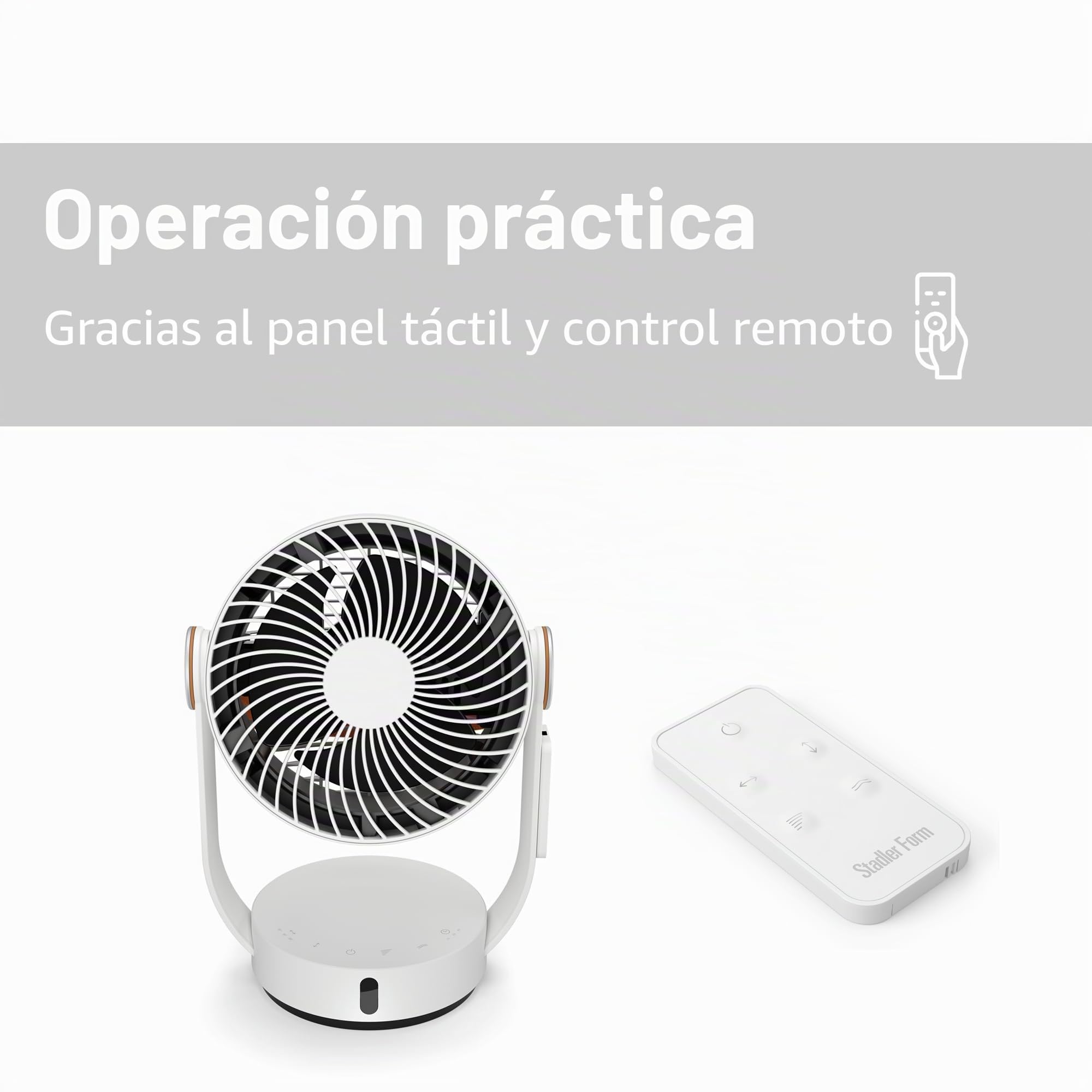 Stadler Form Circulador de aire 3D Leo, ventilador con función de giro horizontal y vertical, largo alcance de hasta 8 m, con mando a distancia, blanco