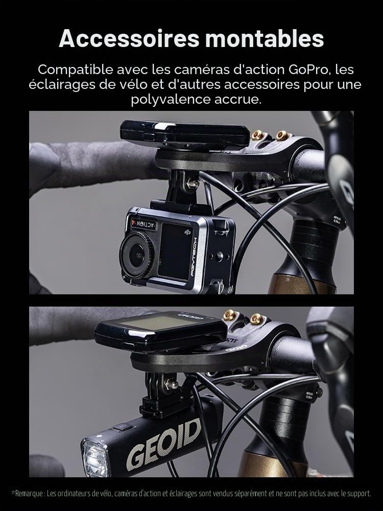 Ordinateur de vélo GPS GEOID CC600 avec Support de Guidon prolongé