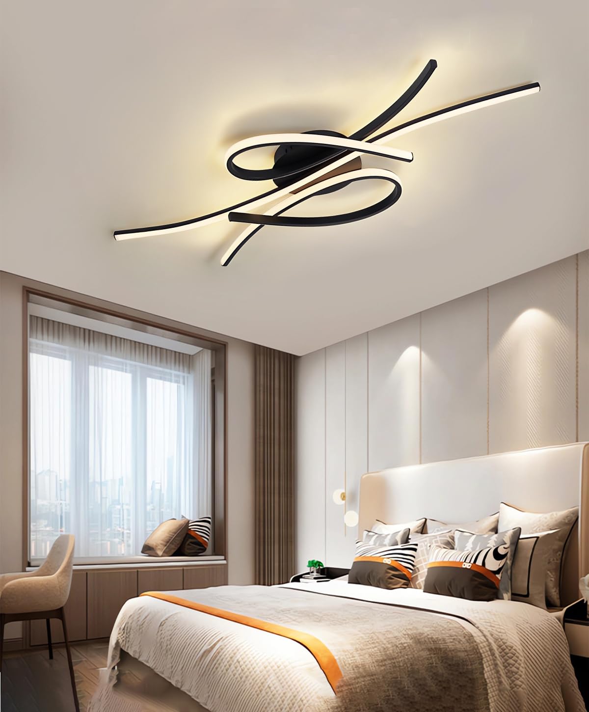 Plafonnier LED moderne pour salon et chambre créant une ambiance chaleureuse