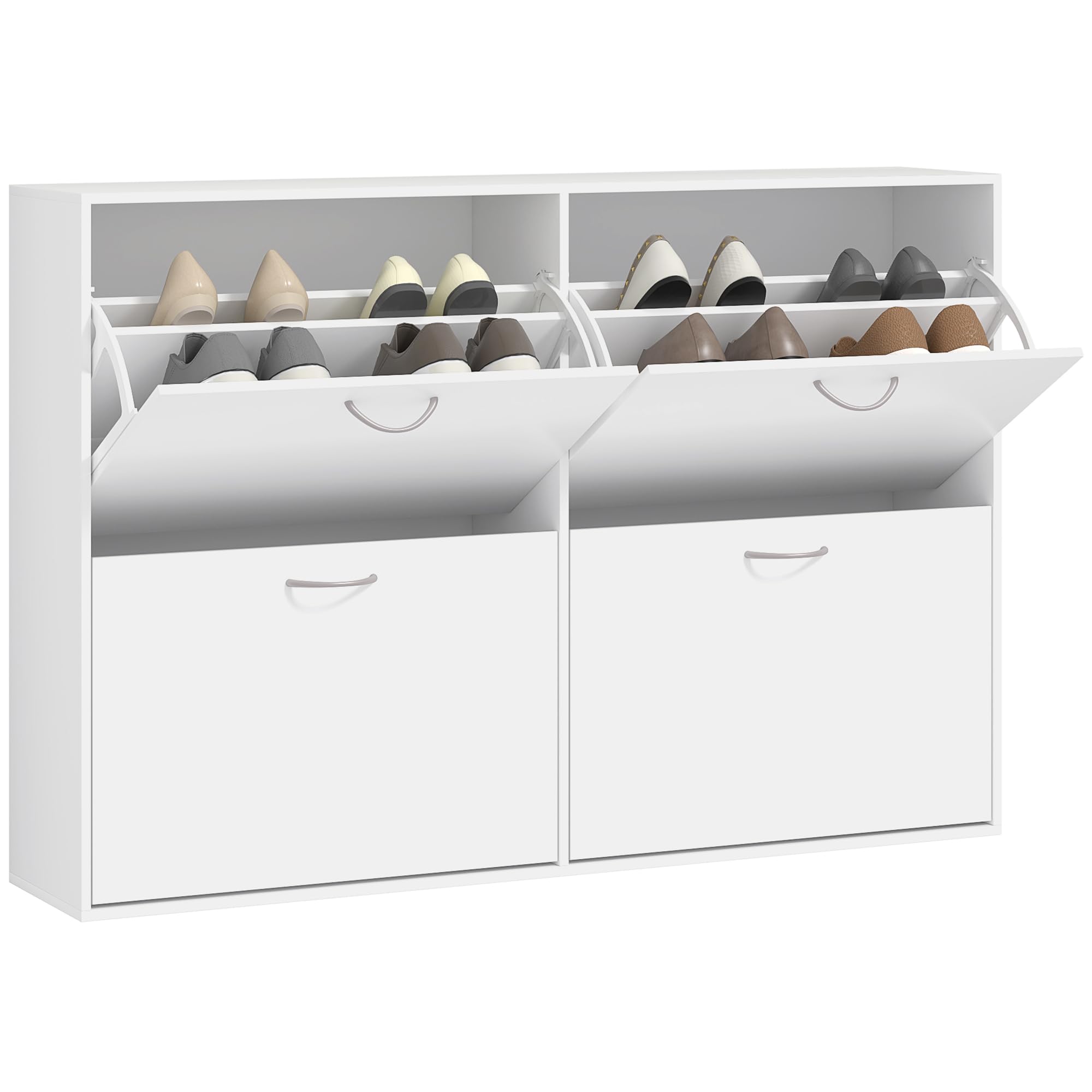 Homcom Dark/Brown Wooden Shoes Cabinet Multi Flip Down Shelf Drawer Organizer
