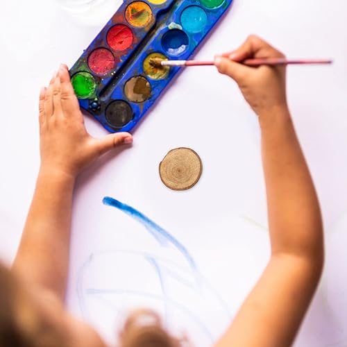 Miniatura 5 de IMIKEYA 100 discos de madera de 0.6-1.2 in, rebanadas de madera sin terminar, para manualidades, rebanadas de madera en blanco para Navidad, boda,