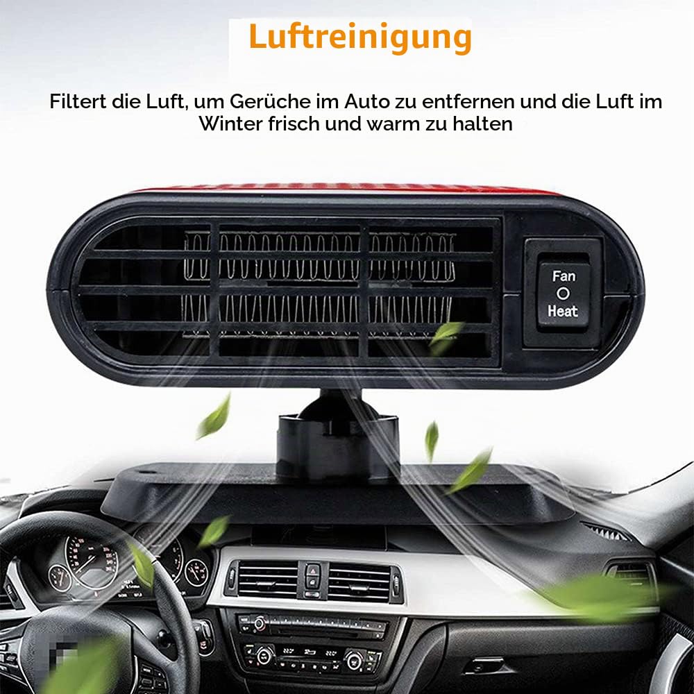 Tragbare Autoheizung, TOTMOX 12V 150W Auto Heizlüfter Frontscheibenheizung Windschutzscheiben Defroster, Mini Heizung Fensterheizung, Standheizung Mit Zigarette, 360° Schwenkbar