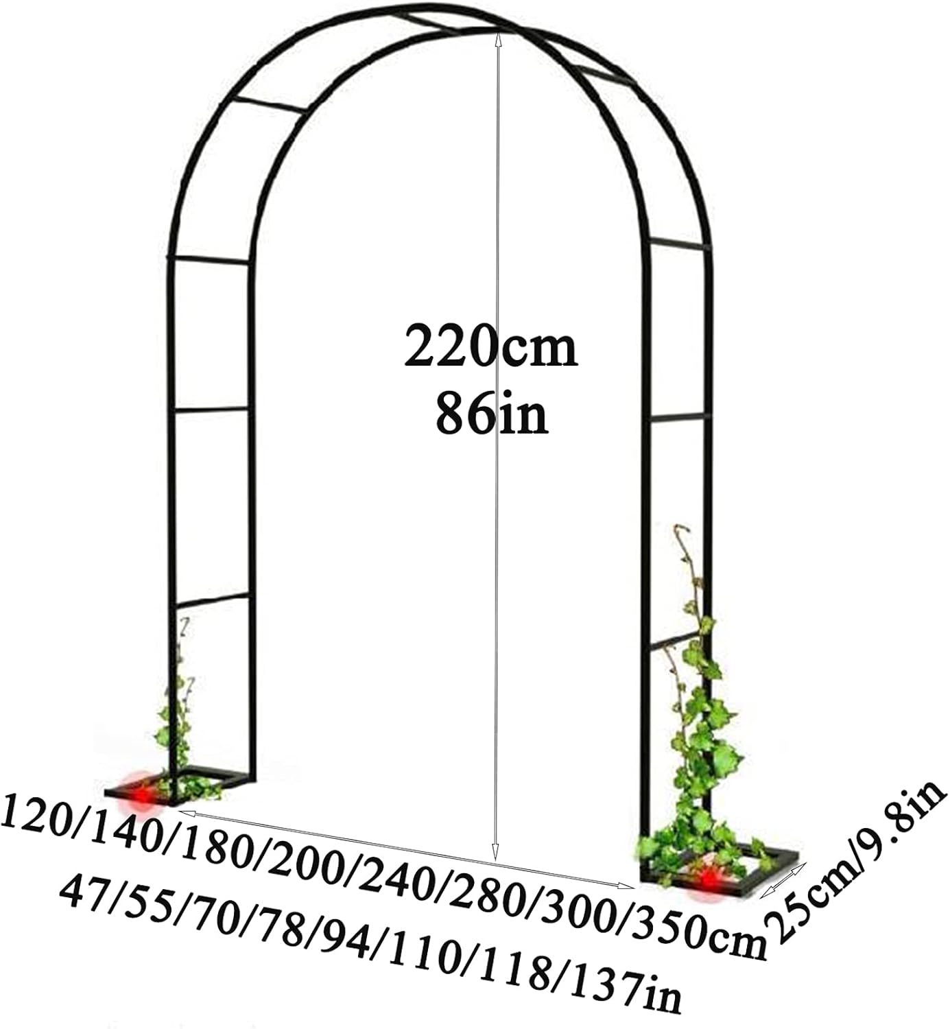 Metal Rose Arch,Weatherproof Garden Arch,Arbors Arch Wedding Arch,for Climbing Plants,Trellis Archway Pergola,Garden Lawn,Easy to Assemble,Black,White,Green