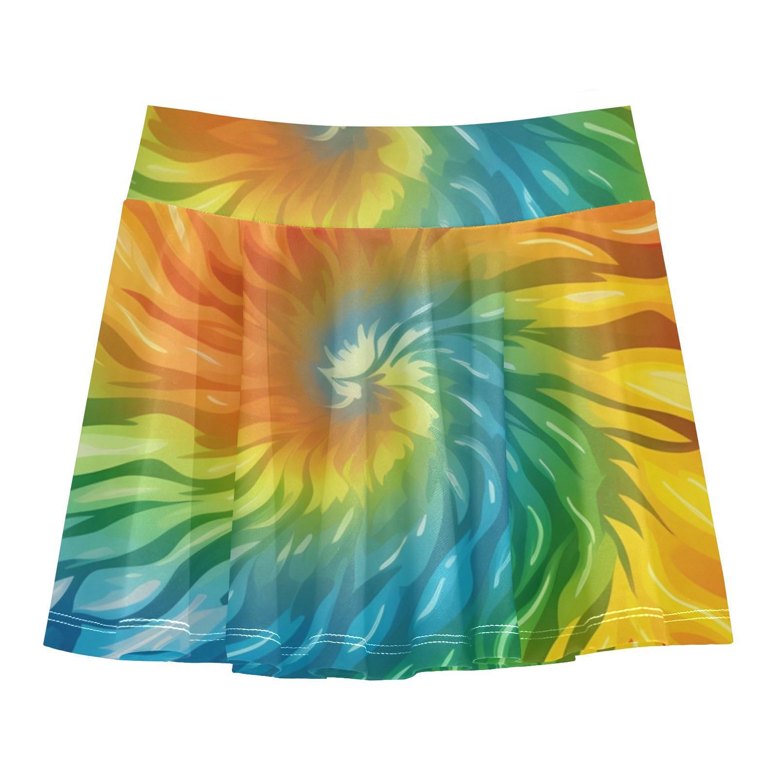 UMIRIKO Tie Dye Rainbow Girls Skorts Golf Skirt Active Tennis Skort Athletic Skirt 9-10Y 21341134